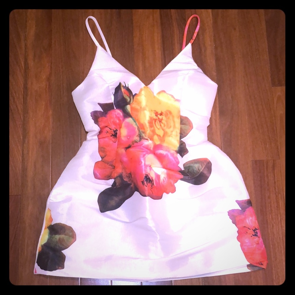 White floral skater dress